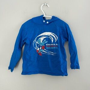 O'Neill toddler 2 Blue long sleeve pullover hooded rash guard top